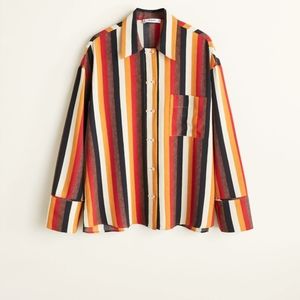 Mango Button Down Shirt US Size 8 Multi Stripes